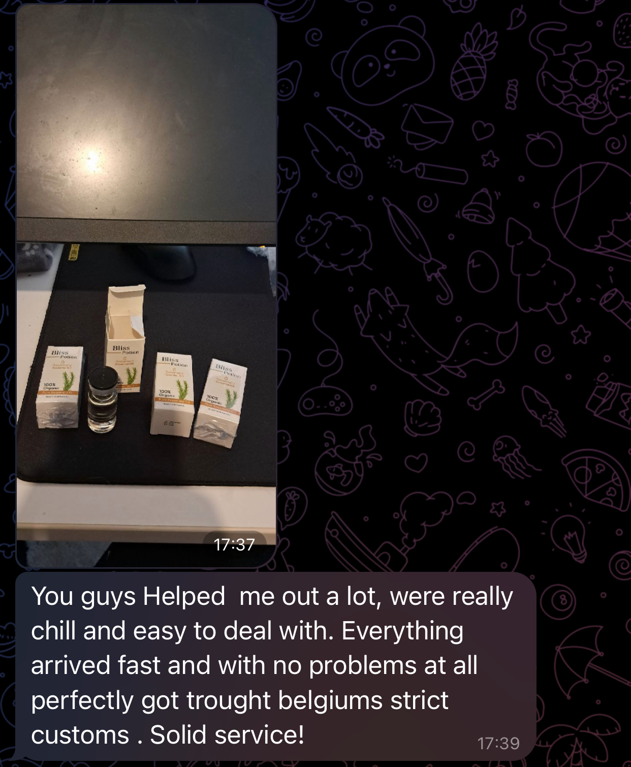 Customer message clearing Belgium customs