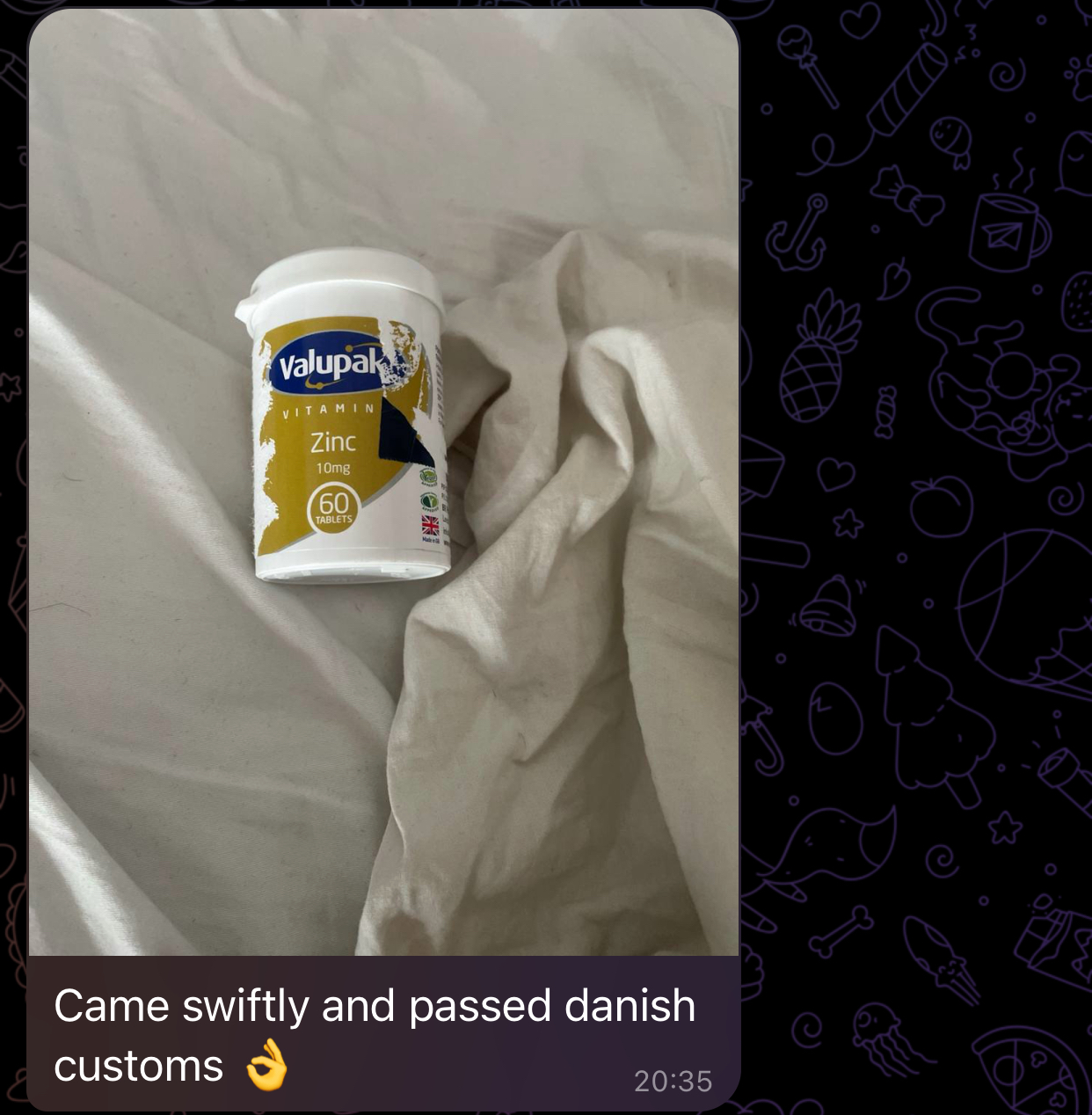 Customer message clearing Danish customs